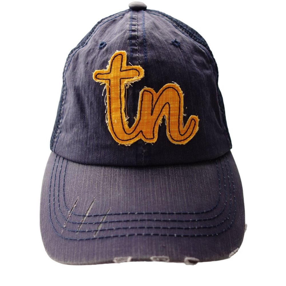 UT Vols Womens Distressed Blue Baseball Hat Cap Mesh Back Adjustable Strapback‎